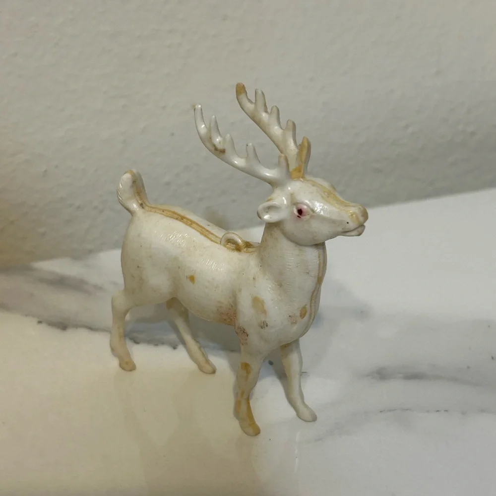 Vintage Lot of 7 Christmas Tree Ornaments - Santa, Snowmen,‎ Elf, Wreath, Deer